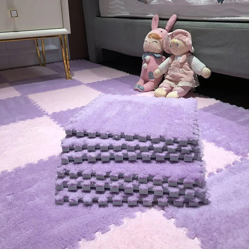 30*30CM Soft Plush Children Kids Rug Play Mat Puzzle Carpet Warm Playmat Interlocking Exercise Tiles Floor Carpet Decoration Mat